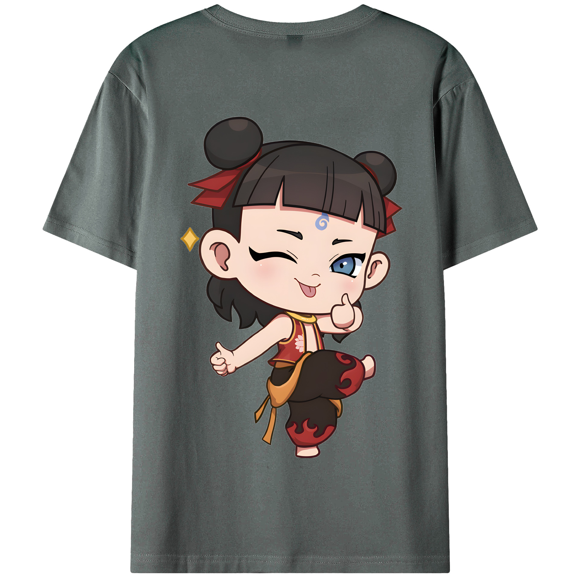 （画像用） Ne Zha 2 ナタ 魔童の大暴れ 綿100％半袖Tシャツ（背面プリント）